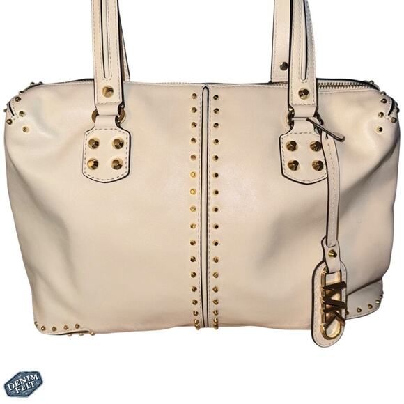 MICHAEL_KORS Light Cream Astor Large Studded Leather Tote Bag/Shoulder Purse NEW - Picture 5 of 16